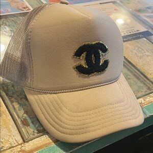 Beige Cap with Black and Gold Logo adjustable